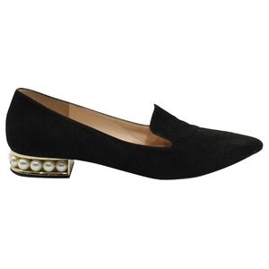 Nicholas Kirkwood Black Suede Pearl Ballet Flats - Size 38.5 - Good condition